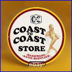 8'' Vintage Coast To Coast Porcelain Gas Service Station Auto Pump Plate Sign