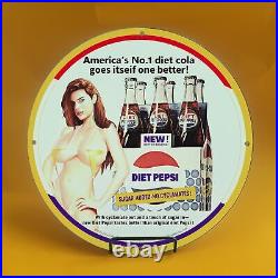 8''vintage Diet Pepsi Gas Porcelain Gas Service Station Auto Pump Plate Sign