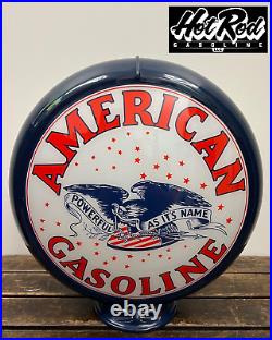 AMERICAN GASOLINE Reproduction 13.5 Gas Pump Globe (Dark Blue Body)