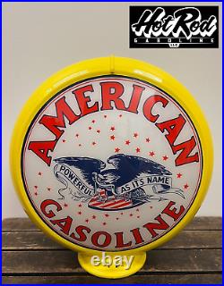AMERICAN GASOLINE Reproduction 13.5 Gas Pump Globe (Yellow Body)