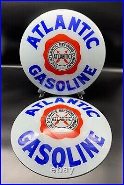 ATLANTIC GASOLINE 15 Gas Pump Globe Faces / Lenses (SET OF 2)