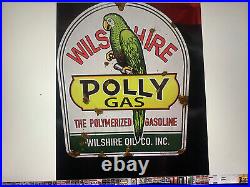 Antique style porcelain look Polly Gas dealer service gas pump 2 piece sign set