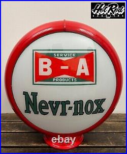 BA BRITISH AMERICAN Nevr-Nox Reproduction 13.5 Gas Pump Globe (Red Body)