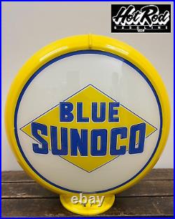 BLUE SUNOCO Reproduction 13.5 Gas Pump Globe (Yellow Body)