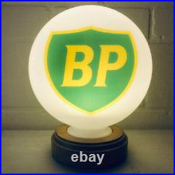 BP 1989 Mini Gas Petrol Pump Globe Solid Oak Base LED Desk Lamp UK EU US