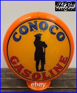 CONOCO MINUTEMAN GASOLINE Reproduction 13.5 Gas Pump Globe (Orange Body)