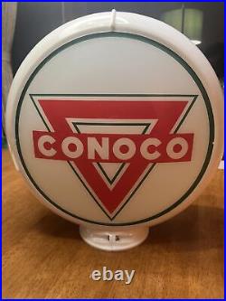 Conoco GASOLINE Reproduction Gas Pump Globe (White Body)