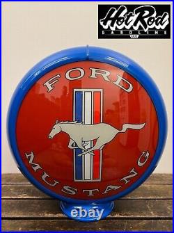 FORD MUSTANG Reproduction 13.5 Gas Pump Globe (Blue Body)