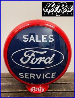 FORD SALES SERVICE Reproduction 13.5 Gas Pump Globe (Red Body)