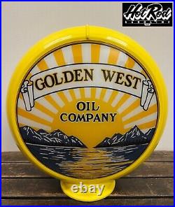 GOLDEN WEST GASOLINE Reproduction 13.5 Gas Pump Globe (Yellow Body)