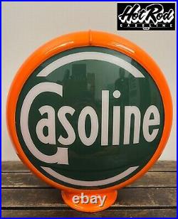 GREEN GASOLINE Reproduction 13.5 Gas Pump Globe (Orange Body)