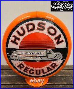 HUDSON GASOLINE Reproduction 13.5 Gas Pump Globe (Orange Body)