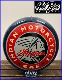 INDIAN MOTORCYCLE GAS Reproduction 13.5 Gas Pump Globe (Dark Blue Body)