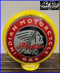 INDIAN MOTORCYCLE GAS Reproduction 13.5 Gas Pump Globe (Yellow Body)