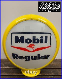 MOBIL REGULAR Reproduction 13.5 Gas Pump Globe (Yellow Body)