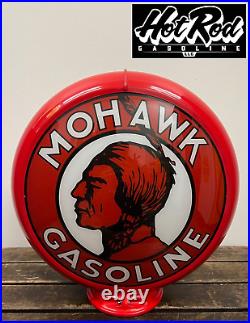 MOHAWK GASOLINE Reproduction 13.5 Gas Pump Globe (Red Body)