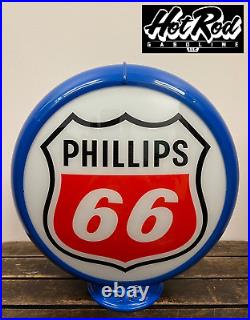 PHILLIPS 66 Red Logo Reproduction 13.5 Gas Pump Globe (Blue Body)