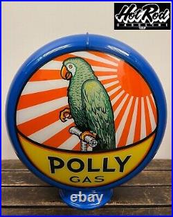POLLY GAS Sunburst Reproduction 13.5 Gas Pump Globe (Blue Body)