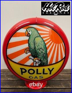 POLLY GAS Sunburst Reproduction 13.5 Gas Pump Globe (Red Body)