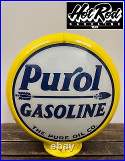 PUROL GASOLINE Reproduction 13.5 Gas Pump Globe (Yellow Body)