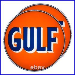 Pair of Gulf 13.5 Gas Pump Lenses (G138)