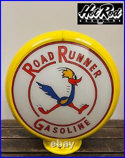 ROAD RUNNER GASOLINE Reproduction 13.5 Gas Pump Globe (Yellow Body)