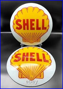 SHELL 15 Gas Pump Globe Faces / Lenses (SET OF 2)