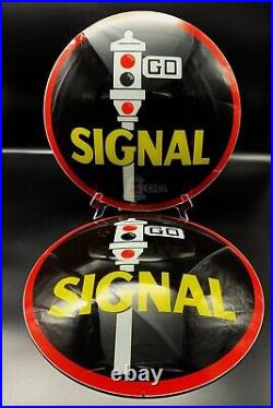 SIGNAL 15 Gas Pump Globe Glass Faces / Lenses (SET OF 2) FREE SHIPPING