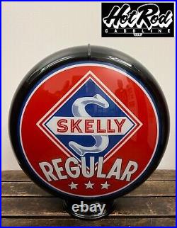 SKELLY GASOLINE Reproduction 13.5 Gas Pump Globe (Black Body)