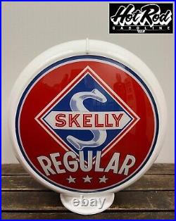 SKELLY GASOLINE Reproduction 13.5 Gas Pump Globe (White Body)