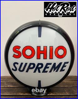 SOHIO SUPREME Reproduction 13.5 Gas Pump Globe (Black Body)