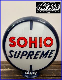 SOHIO SUPREME Reproduction 13.5 Gas Pump Globe (Dark Blue Body)