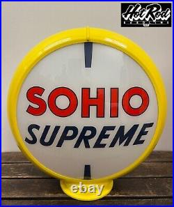 SOHIO SUPREME Reproduction 13.5 Gas Pump Globe (Yellow Body)