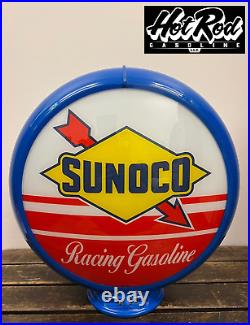 SUNOCO RACING GASOLINE Reproduction 13.5 Gas Pump Globe (Blue Body)
