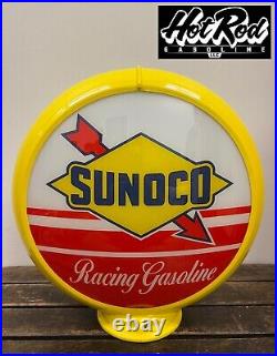 SUNOCO RACING GASOLINE Reproduction 13.5 Gas Pump Globe (Yellow Body)