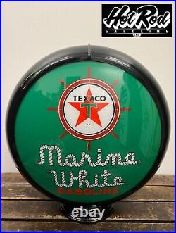 TEXACO MARINE GASOLINE Green Reproduction 13.5 Gas Pump Globe (Black Body)