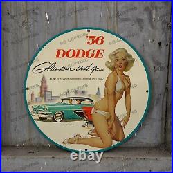 Vintage 56 Dodge Green Car Porcelain Service Gas Pump Station Man Cave Sign 12'