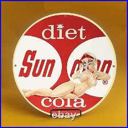 Vintage Diet Red Cola Car Porcelain Gas Service Station Auto Pump Plate Sign