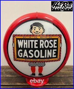 WHITE ROSE GASOLINE Reproduction 13.5 Gas Pump Globe (Red Body)